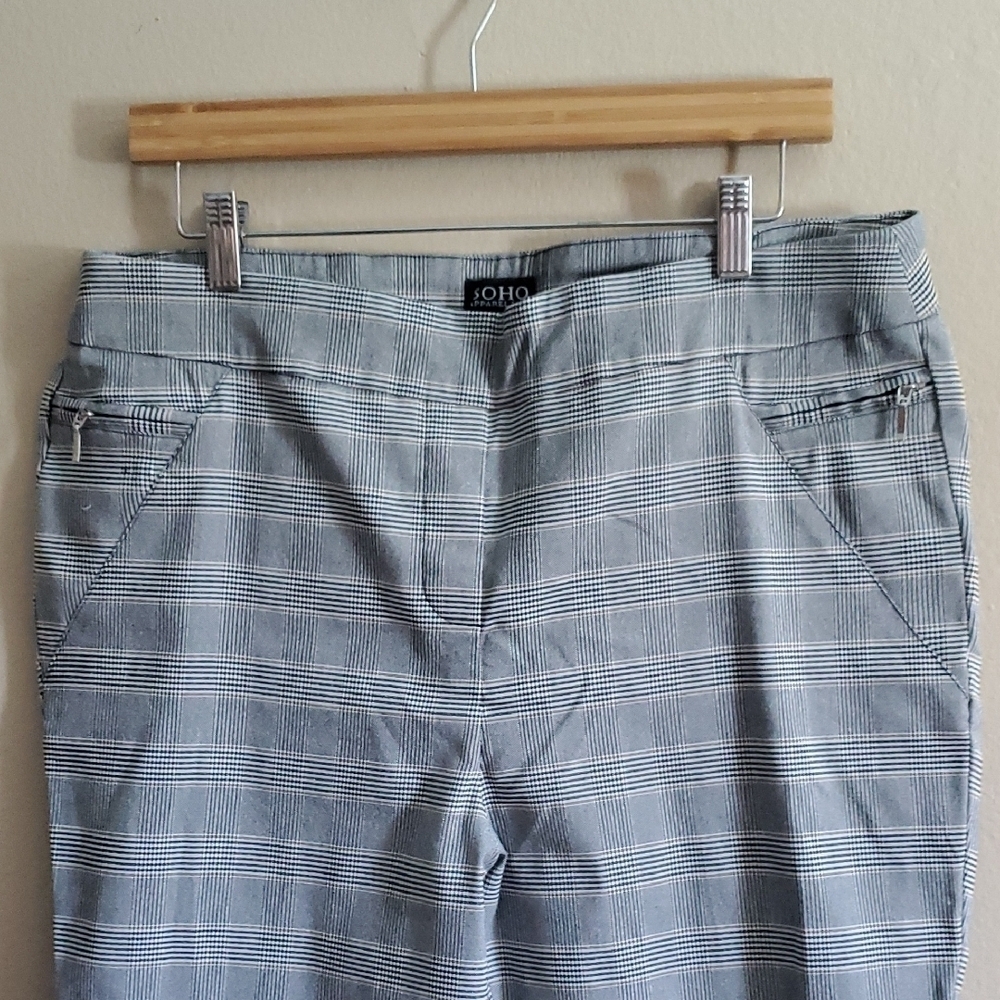 Soho Apparel Women Stretch Gray Checkered Pants